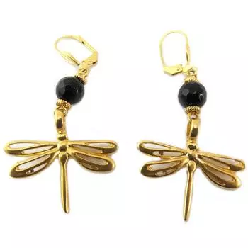 Les Trsors De Lily [P6915] - Серьги Artisan Clopatra черное золото (стрекоза) - 46x30 мм