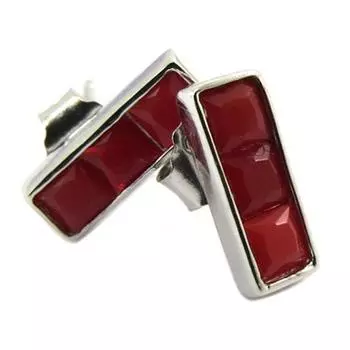 Les Trsors De Lily [P7015] - Серебряные серьги Бохо серебристо-красный (родированное покрытие) - 10x3 мм