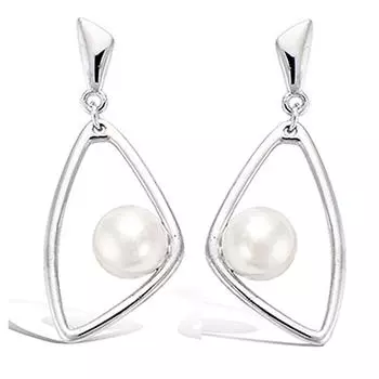 Les Trsors De Lily [P7019] - Серебряные серьги Perla цвета слоновой кости (родиевое покрытие) - 27x10 мм