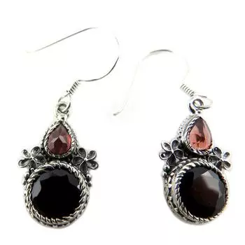 Les Trsors De Lily [P7113] - Серебряные серьги с гранатом Heaven - 18x13 мм