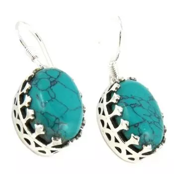 Les Trsors De Lily [P7126] - Серебряные серьги с бирюзой Heaven - 15x10 мм