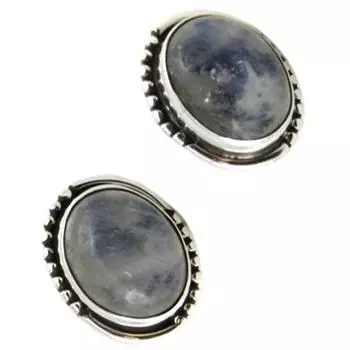 Les Trsors De Lily [P7138] - Серебряные серьги с лунным камнем Heaven - 12x9 мм