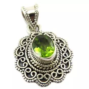 Les Trsors De Lily [P7202] - Серебряный кулон Heaven зеленый перидот - 20x19 мм