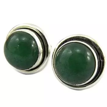 Les Trsors De Lily [P7222] - Серьги Heaven из серебристо-зеленого нефрита - 11 мм