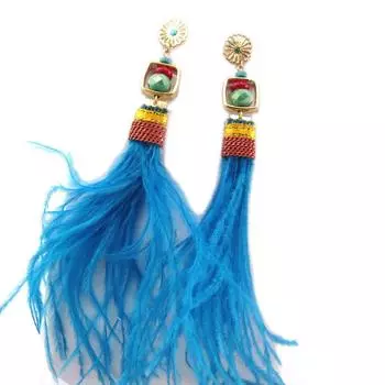 Les Trsors De Lily [P7339] - Дизайнерские серьги Cheyennes синее многоцветное золото - 15x2 см