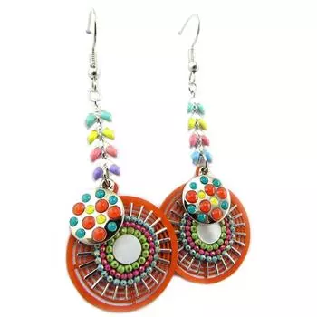 Les Trsors De Lily [P7341] - Дизайнерские серьги Boho разноцветное серебро - 50x23 мм