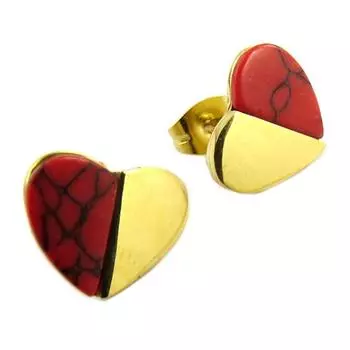 Les Trsors De Lily [P7371] — Дизайнерские серьги «Love» из стали золотисто-красного цвета — 12x9 мм
