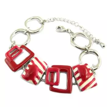 Les Trsors De Lily [P7410] - Дизайнерский браслет Acapulco красный белый серебро