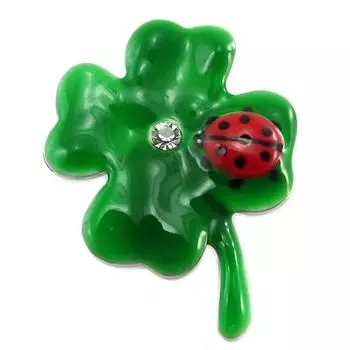 Les Trsors De Lily [P7442] - Зеленая дизайнерская брошь в виде булавки Lilipoupettes (клевер) - 35x25 мм