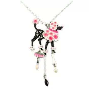 Les Trsors De Lily [P7484] - Дизайнерское длинное колье Lilipoupettes (Красавчик Пудель) розовый черный - 12. 5x5. 5 см