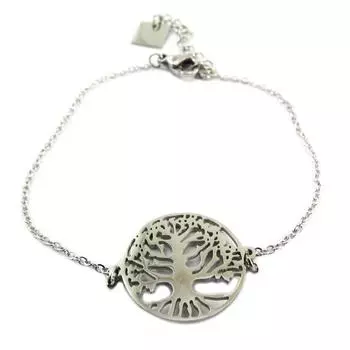 Les Trsors De Lily [P7715] - Стальной браслет Древо жизни серебро - 16 мм