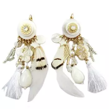 Les Trsors De Lily [P7741] - Дизайнерские серьги Lilipoupettes бежевый белый золотой - 80x30 мм