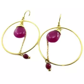Les Trsors De Lily [P7779] — Дизайнерские серьги из стали «Бохо» золотисто-фиолетового цвета — 40x30 мм