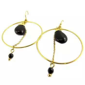 Les Trsors De Lily [P7781] - Дизайнерские серьги из стали Boho черное золото - 40x30 мм