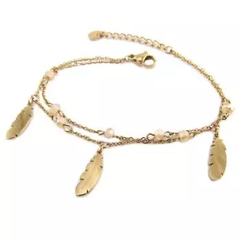 Les Trsors De Lily [P7928] - Дизайнерский браслет Сталь Boho розовое розовое золото (перо) - 12x4 мм