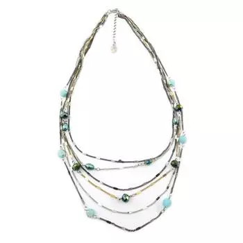 Les Trsors De Lily [P8442] - Дизайнерское колье Acapulco зелено-серый - 6 рядов