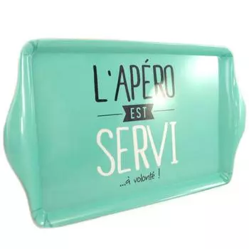 Les Trsors De Lily [P8969] - Зеленый сервировочный поднос Messages (Аперитив подается... по желанию!) - 37x23x2 см