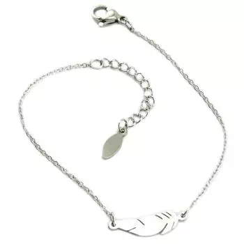 Les Trsors De Lily [P9164] - Серебряный стальной браслет Boho (перо) - 15x5 мм