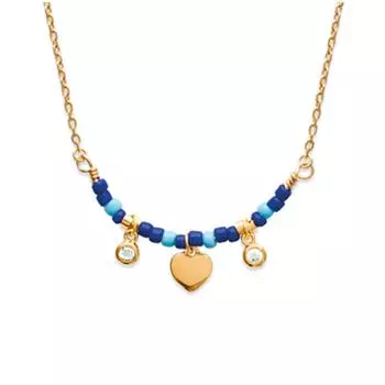 Les Trsors De Lily [P9264] - Колье с позолотой Бохо синее золото - сердце 6 мм