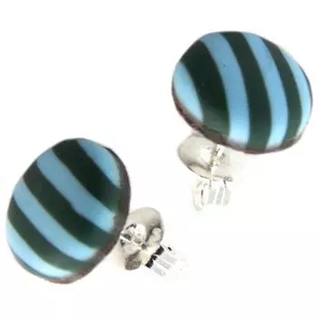 Les Trsors De Lily [P9834] - Серьги ручной работы Columbine & Harlequin темно-синий - 9 мм