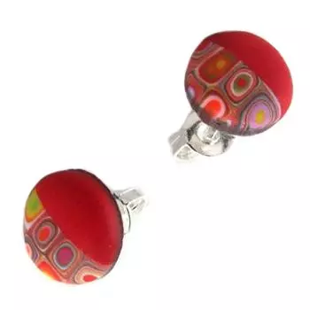 Les Trsors De Lily [P9835] — Разноцветные красные серьги ручной работы «Колумбина и Арлекин» — 9 мм