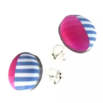 Les Trsors De Lily [P9842] - Серьги ручной работы «Коломбина и Арлекин» розовые, синие, белые - 9 мм