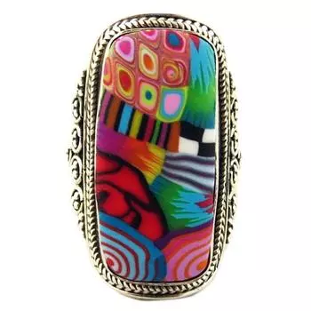 Les Trsors De Lily [Q0001] - Серебряное кольцо ручной работы Colombine & Arlequin разноцветное серебро - 31x16 мм