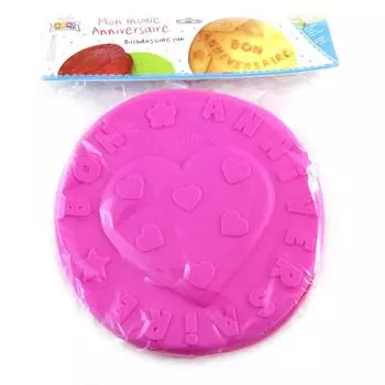 Les Trsors De Lily [Q0352] - Силиконовая форма Bon Anniversaire розового цвета (сердечко) - 26 см ярко-розовый