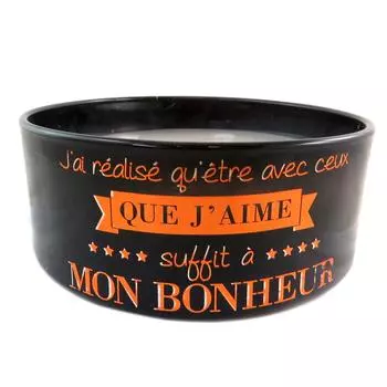 Les Trsors De Lily [Q0377] - Свеча декоративная Messages чёрно-оранжевый (Mon Bonheur) 5 фитилей - 18. 5x7 см