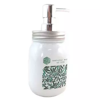 Les Trsors De Lily [Q0403] - Диспенсер для мыла стеклянный Джунгли белый (Естественный образ жизни) - 18x8 см.