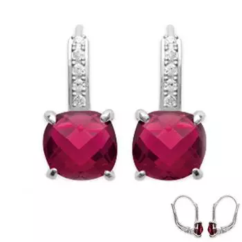 Les Trsors De Lily [Q0566] - Dormeuses Silver Sissi белый рубин (родий) - 15x6 мм