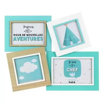 Les Trsors De Lily [Q0627] - Коллаж из дерева Принц бежево-зеленый (4 фото) - 34x27 см