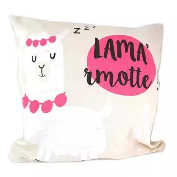 Les Trsors De Lily [Q0687] - Чехол на подушку из хлопка Lama Mania розово-бежевого цвета (Lama rmotte) - 40x40 см