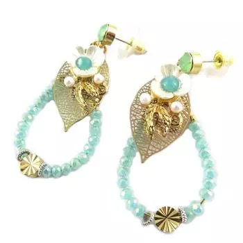Les Trsors De Lily [Q0726] - Boucles Crateur Alta vert dor - 11. 5x3. 5 cm