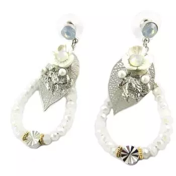 Les Trsors De Lily [Q0727] - Silver White Alta Designer Earrings - 11. 5x3. 5cm
