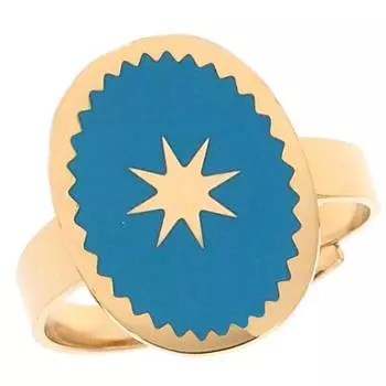 Les Trsors De Lily [Q0734] - Дизайнерское кольцо из стали Boho золотисто-бирюзовый - 16x12 мм