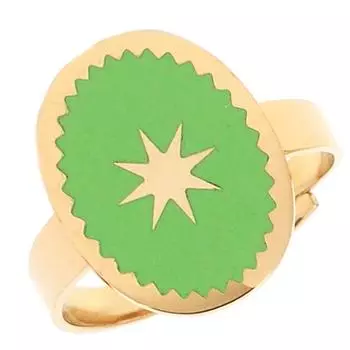 Les Trsors De Lily [Q0736] — Дизайнерское кольцо из стали золотисто-зеленого цвета в стиле «Бохо» — 16x12 мм