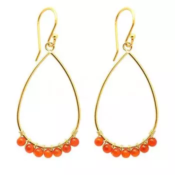 Les Trsors De Lily [Q1008] - Дизайнерские серьги из стали Бохо золотисто-оранжевого цвета - 28x17 мм