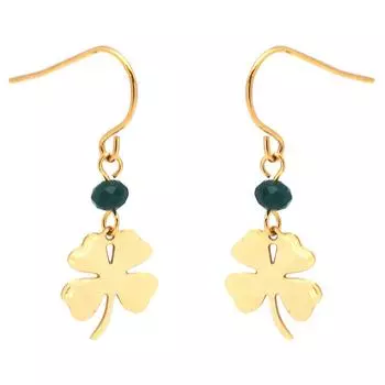 Les Trsors De Lily [Q1023] - Дизайнерские серьги из стали Clovers темно-зеленое золото - 18x10 мм
