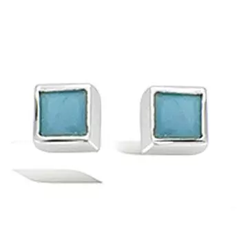 Les Trsors De Lily [Q1051] - Серебряная бирюза (родий) Серебряные серьги Boho - 3x3 мм