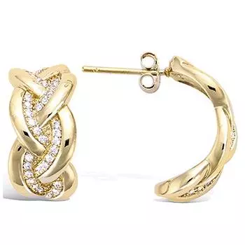 Les Trsors De Lily [Q1057] - Позолоченные полукольца Sissi из белого золота (плетенки) - 20x10 мм