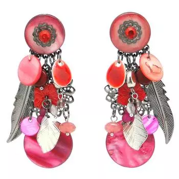 Les Trsors De Lily [Q1270] - Дизайнерские клипсы Lilipoupettes розово-красное серебро - 80x35 мм.