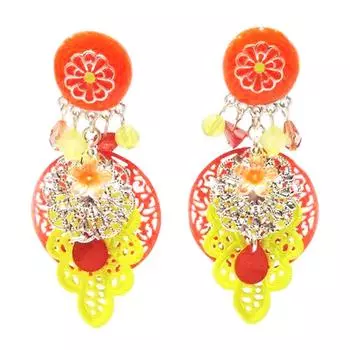 Les Trsors De Lily [Q1273] - Дизайнерские клипсы Lilipoupettes оранжево-желтые - 75x34 мм