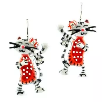 Les Trsors De Lily [Q1589] - Дизайнерские шпалы Lilipoupettes (качающийся кот) красный серый черный - 25x15 мм