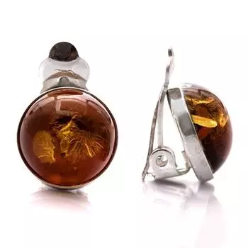 Les Trsors De Lily [Q1803] - Серебро, коньяк, янтарь, серебро (родий), серебряные зажимы «Inspiration» - 12 мм.
