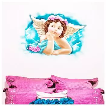 Les Trsors De Lily [Q2003] - Наклейка trompe l oeil Ange синий бежевый розовый - 50x70 см синий