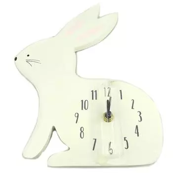 Les Trsors De Lily [Q2087] - Детские деревянные часы Кролик бело-розовый - высота 27 см.