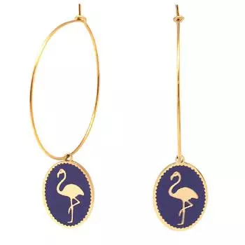 Les Trsors De Lily [Q2483] - креольский дизайнер из стали Flamingo Rose фиолетовое золото - 33 мм - 18x14 мм