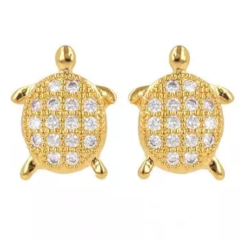 Les Trsors De Lily [Q2608] - Позолоченные серьги «Черепахи», белое золото - 9x6 мм