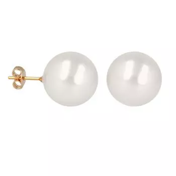Les Trsors De Lily [Q2623] - Серьги Perla цвета слоновой кости, позолоченные - 16 мм